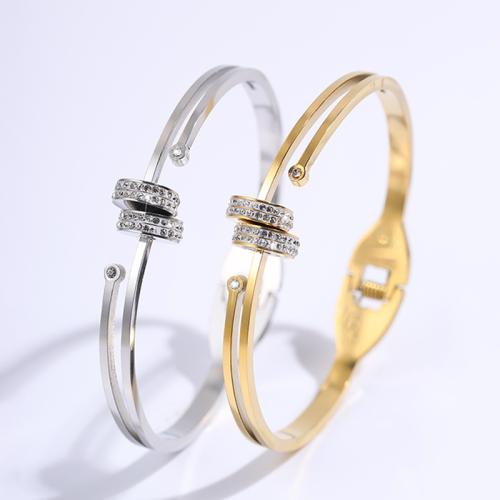 Bracelet en acier inoxydable, Acier inoxydable 304, Placage, bijoux de mode & pour femme & avec strass, plus de couleurs à choisir, Vendu par PC