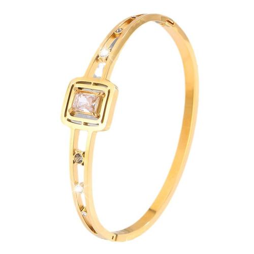 Bracelet en acier inoxydable, Acier inoxydable 304, Plaqué or 18K, pour femme & avec strass & creux, Vendu par PC