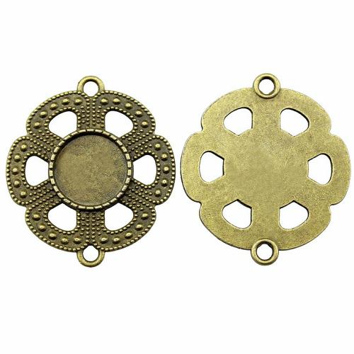 Zinc Alloy Connector Setting, Flower, plated, DIY & hollow, antique bronze color, Inner Approx 14mm 