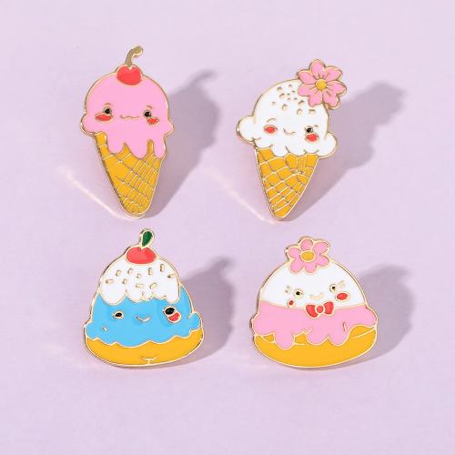 Broche émail, alliage de zinc, crème glacée, Placage, unisexe & styles différents pour le choix, doré, Vendu par PC