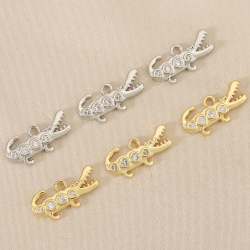 Cubique Pendentif en laiton zircon pavent, crocodile, Placage, DIY & pavé de micro zircon, plus de couleurs à choisir Vendu par sac[