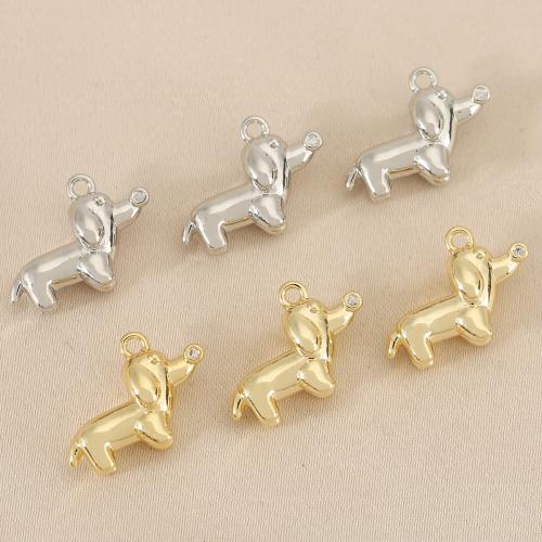 Befestigter Zirkonia Messing Anhänger, Hund, plattiert, DIY & Micro pave Zirkonia, keine, 10PCs/Tasche, verkauft von Tasche[