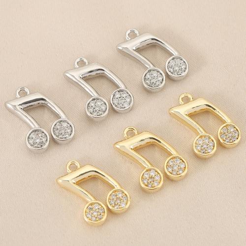 Cubique Pendentif en laiton zircon pavent, note de musique, Placage, DIY & pavé de micro zircon, plus de couleurs à choisir Vendu par sac[
