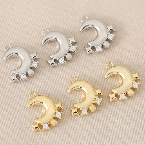 Cubique Pendentif en laiton zircon pavent, Lune et Etoile, Placage, DIY & pavé de micro zircon, plus de couleurs à choisir Vendu par sac[