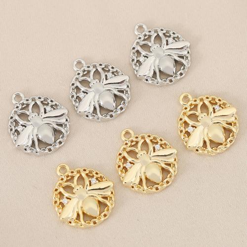Cubique Pendentif en laiton zircon pavent, abeille, Placage, DIY & pavé de micro zircon & creux, plus de couleurs à choisir Vendu par sac[