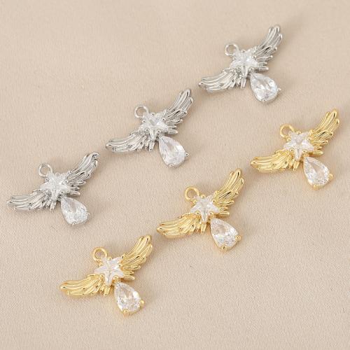 Cubique Pendentif en laiton zircon pavent, aile d'ange, Placage, DIY & pavé de micro zircon, plus de couleurs à choisir Vendu par sac[