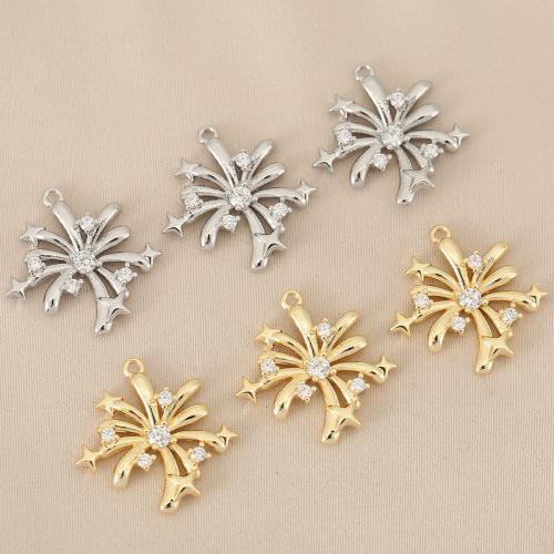Cubique Pendentif en laiton zircon pavent, fleur, Placage, DIY & pavé de micro zircon, plus de couleurs à choisir Vendu par sac[