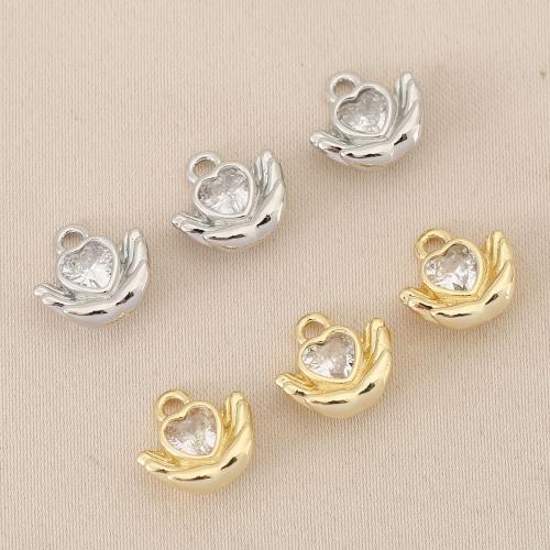 Cubique Pendentif en laiton zircon pavent, coeur, Placage, DIY & pavé de micro zircon, plus de couleurs à choisir Vendu par sac[