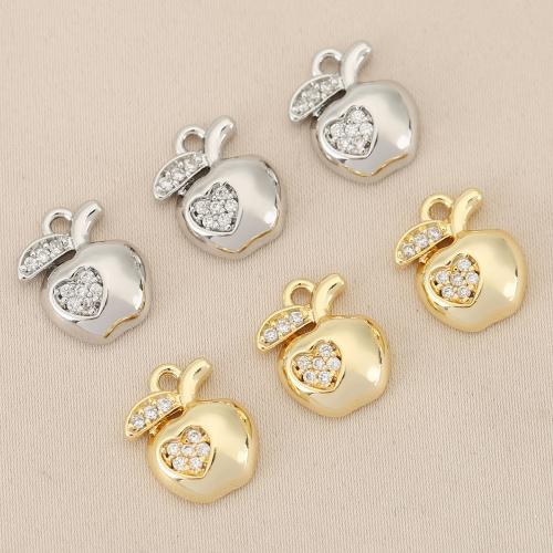 Cubique Pendentif en laiton zircon pavent, pomme, Placage, DIY & pavé de micro zircon, plus de couleurs à choisir Vendu par sac[