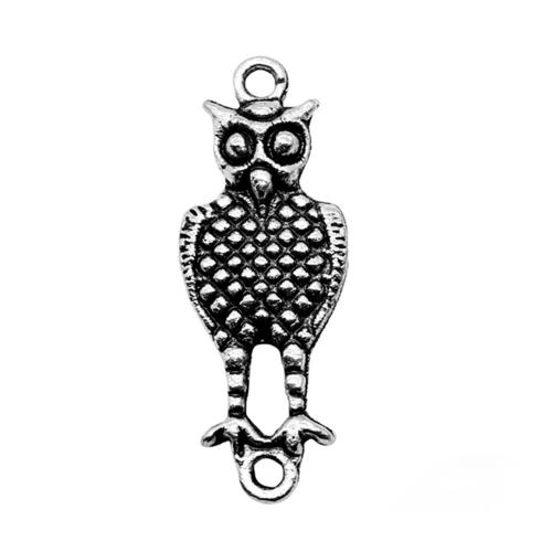 Animal Zinc Alloy Connector, Owl, plated, DIY 