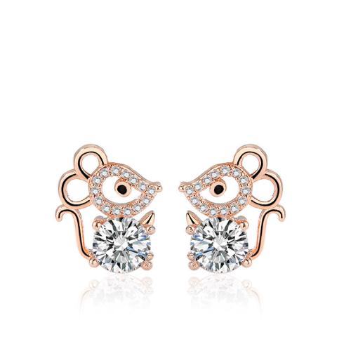 925スターリングシルバー スタッドイヤリング, ねずみ, ファッションジュエリー & 女性用 & ライン石のある, 無色 売り手 ペア[