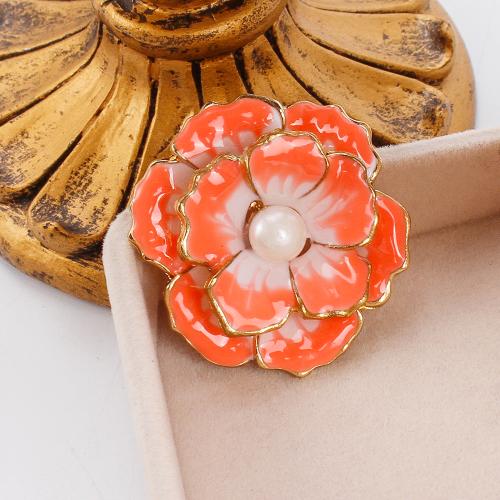 Broche perle d'eau douce, alliage de zinc, avec perle d'eau douce cultivée, Placage de couleur d'or, bijoux de mode & émail, plus de couleurs à choisir Vendu par PC