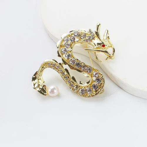 Broche perle d'eau douce, alliage de zinc, avec perle d'eau douce cultivée, Placage de couleur d'or, bijoux de mode & avec strass, plus de couleurs à choisir Vendu par PC