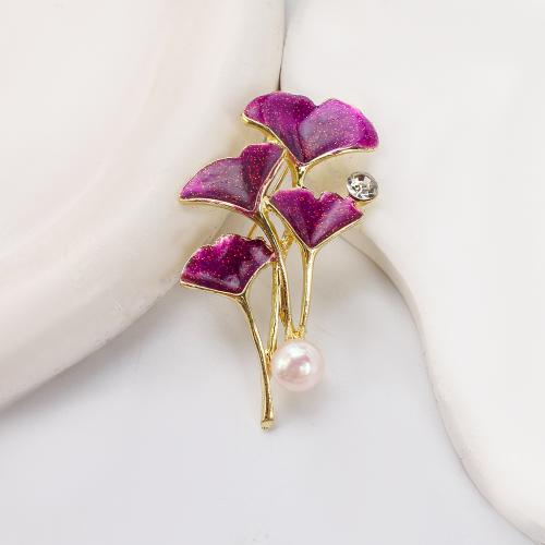 Broche perle d'eau douce, alliage de zinc, avec perle d'eau douce cultivée, Placage de couleur d'or, bijoux de mode & émail, plus de couleurs à choisir Vendu par PC