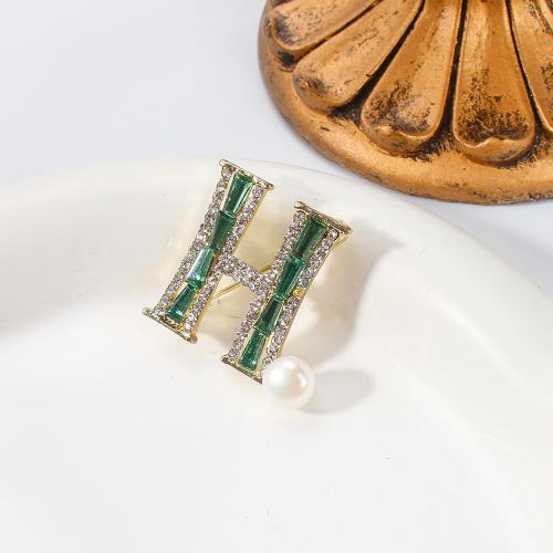 Broche perle d'eau douce, alliage de zinc, avec perle d'eau douce cultivée, Placage de couleur d'or, bijoux de mode & avec strass, plus de couleurs à choisir Vendu par PC