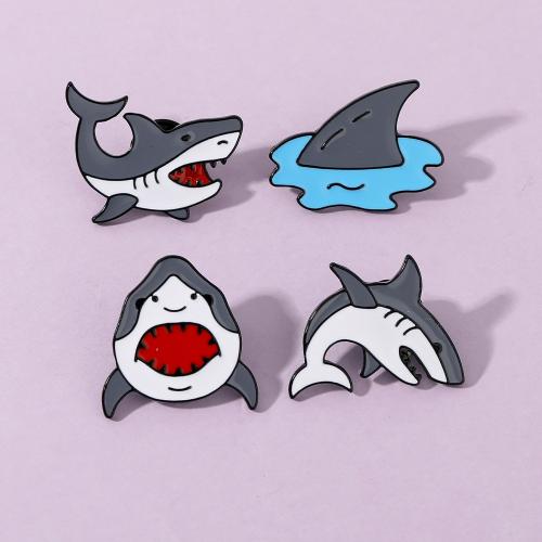 Broche émail, alliage de zinc, Requin, Placage, unisexe & styles différents pour le choix, noire, Vendu par PC