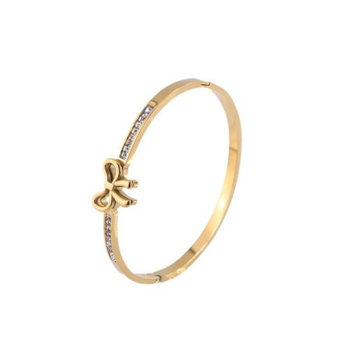 Bracelet en acier inoxydable, Acier inoxydable 304, styles différents pour le choix & pour femme & avec strass, doré, Vendu par PC