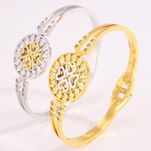 Bracelet en acier inoxydable, Acier inoxydable 304, Placage, pour femme & avec strass & creux, plus de couleurs à choisir, Vendu par PC
