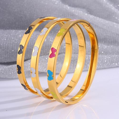 Bracelet en acier inoxydable, Acier inoxydable 304, Plaqué or 18K, bijoux de mode & pour femme & émail, plus de couleurs à choisir, Vendu par PC