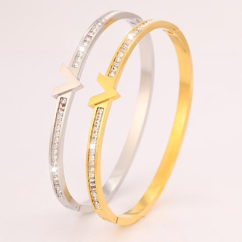 Bracelet en acier inoxydable, Acier inoxydable 304, bijoux de mode & unisexe & avec strass, plus de couleurs à choisir, Vendu par PC