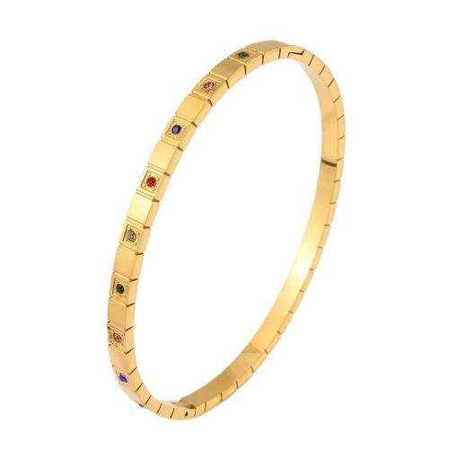 Bracelet en acier inoxydable, Acier inoxydable 304, bijoux de mode & pour femme & avec strass, doré, Vendu par PC