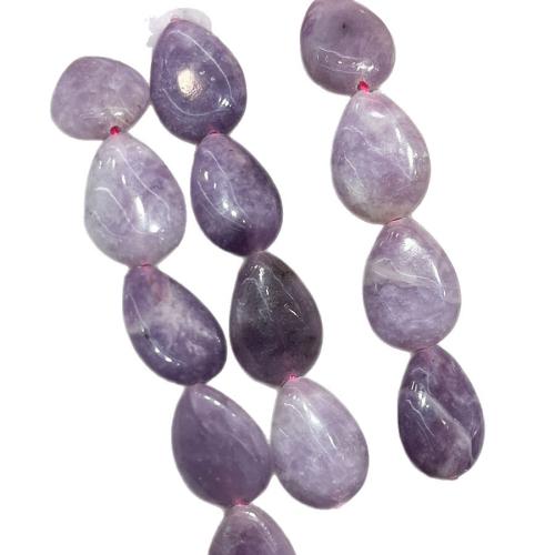 Perles de pierre gemme unique, Lepidolite naturel, larme, DIY, violet, 13-18mm cm, Vendu par brin
