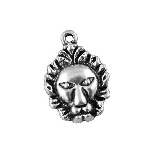 Zinc Alloy Animal Pendants, Lion, plated, DIY, antique silver color 