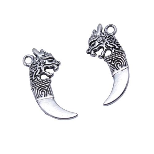 Zinc Alloy Jewelry Pendants, Wolf Tooth, plated, DIY, antique silver color 
