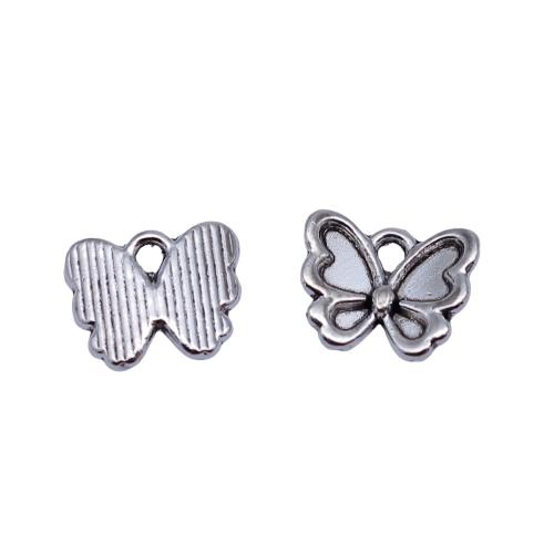 Zinc Alloy Animal Pendants, Butterfly, plated, DIY, antique silver color 