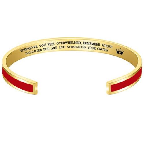 Acier inoxydable 304 bracelet manchette, Placage de couleur d'or, pour femme & émail, plus de couleurs à choisir, Diamètre inté Environ 65mm, Vendu par PC