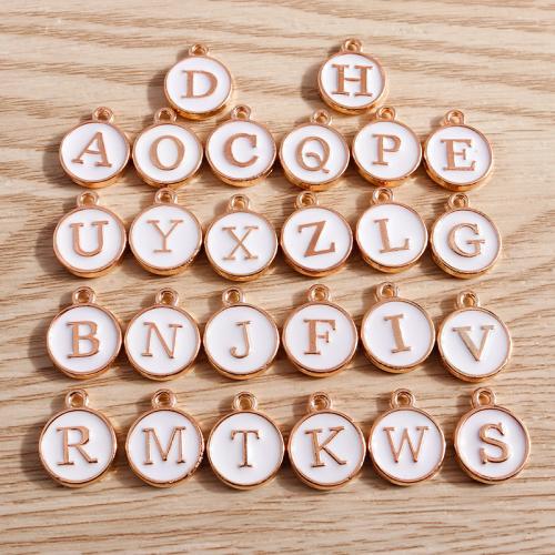Pendentif alphabet en zinc, alliage de zinc, Plat rond, Placage, DIY & modèles différents pour le choix & avec le motif de lettre & émail, plus de couleurs à choisir Vendu par sac