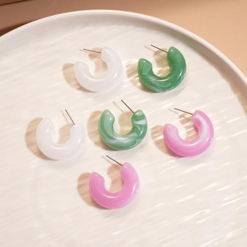 clou d'oreille acrylique, Acier inoxydable 304, avec Acrylique, Placage de couleur d'or, bijoux de mode, plus de couleurs à choisir, Vendu par paire
