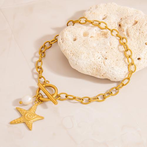 Bracelet en acier inoxydable, Acier inoxydable 304, avec perle de plastique, Placage de couleur d'or, bijoux de mode, plus de couleurs à choisir, Vendu par PC