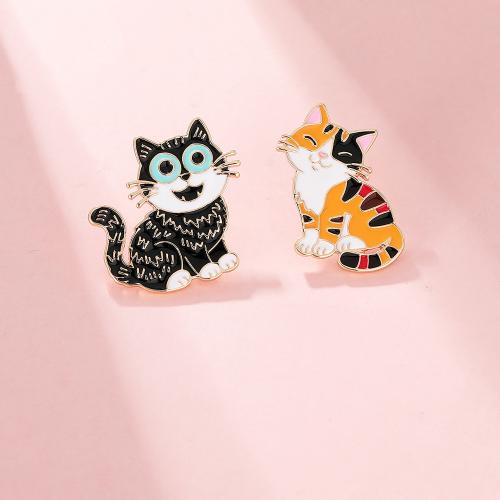 Broche émail, laiton, chat, Placage, unisexe & styles différents pour le choix, doré, Vendu par PC