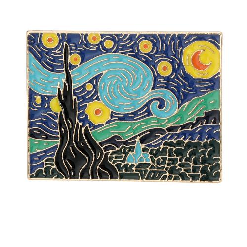 Broche émail, alliage de zinc, rectangle, Placage, bijoux de mode & unisexe, doré, Vendu par PC