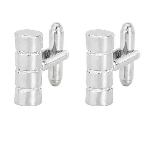 Zink Legierung Manschettenknöpfe, Zinklegierung, Zylinder, plattiert, Modeschmuck & für den Menschen, Silberfarbe, verkauft von Paar