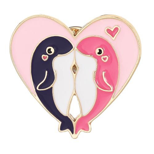 Broche émail, alliage de zinc, coeur, Placage, unisexe & creux, doré, Vendu par PC