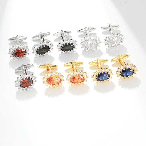 Messing Manschettenknöpfe, mit kubischer Zirkonia, plattiert, Modeschmuck & für den Menschen, keine, verkauft von Paar