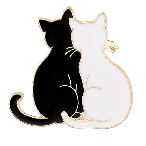 Broche émail, alliage de zinc, chat, Placage, bijoux de mode & unisexe, doré, Vendu par PC