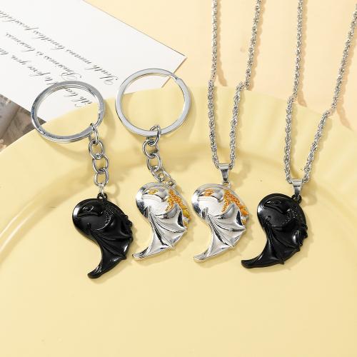 Enamel Zinc Alloy Necklace, plated, 2 pieces & Unisex & two tone 