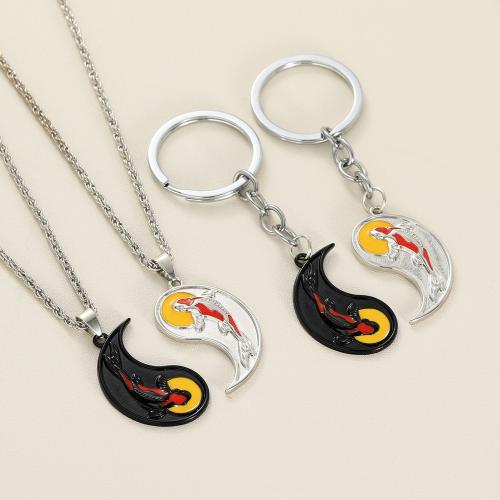 Enamel Zinc Alloy Necklace, plated, 2 pieces & Unisex 