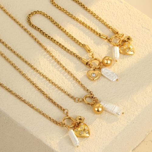 Joyería de acero inoxidable de diamantes de imitación, acero inoxidable 304, con Perlas plásticas, chapado, diferentes estilos para la opción & para mujer & con diamantes de imitación, más colores para la opción, Vendido por UD[