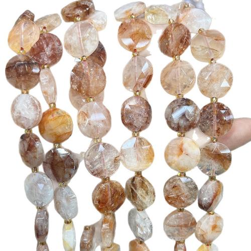 Perles de pierre gemme unique, Marbre rouge, avec Seedbead, Plat rond, DIY, couleurs mélangées, 15mm cm, Vendu par brin