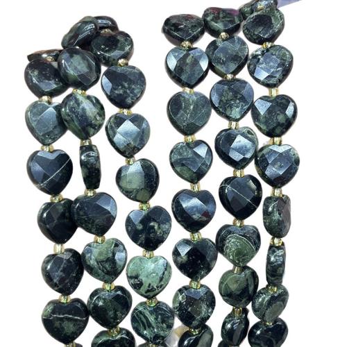 Perles de pierre gemme unique, Pierre d'oeil vert, avec Seedbead, coeur, DIY, couleurs mélangées, 12mm cm, Vendu par brin