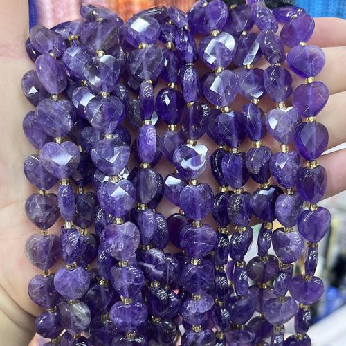 Natural Amethyst Beads, with Seedbead, Heart, DIY, purple, 12mm cm 