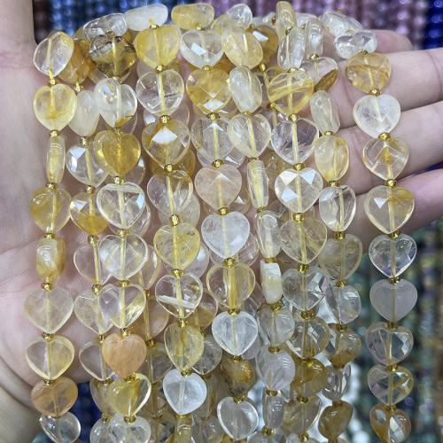 Perles de pierre gemme unique, Le Golden healer quartz, avec Seedbead, coeur, DIY, couleurs mélangées, 12mm cm, Vendu par brin
