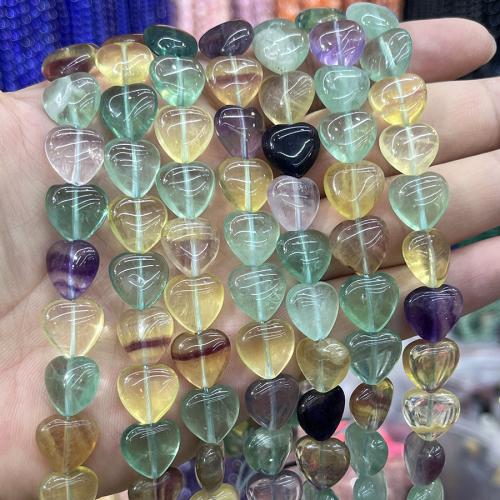 Perles de fluorite, Fluorite colorée, coeur, DIY, couleurs mélangées cm, Vendu par brin