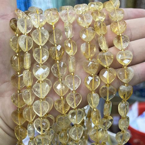 Cristal en jaune naturelles, perles de citrine, avec Seedbead, coeur, DIY, Jaune, 12mm cm, Vendu par brin