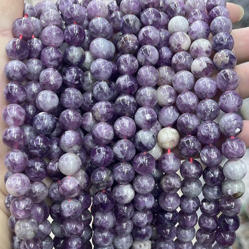 Perles de pierre gemme unique, Lepidolite naturel, Rond, DIY, couleurs mélangées cm, Vendu par brin