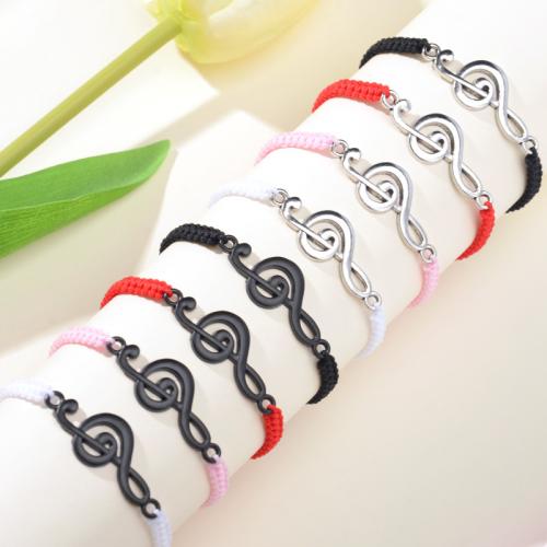 Polyester Cord Bracelet, with Zinc Alloy, Music Note, handmade, Unisex & adjustable Approx 6-10 Inch 